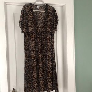 Black and Tan Leopard Duster Kimono